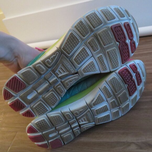 SKECHERS Flex Appeal Memory Foam Cosmic Pink Green Athletic Sneakers Shoes US 5 - Picture 11 of 13